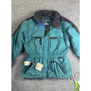 Vintage 90s Cornice Ski Jacket Mens M Teal Black Colorblock Snowboard Coat